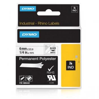 Dymo Rhino Permanent Polyester 6 mm 5,5 m schwarz auf weiß