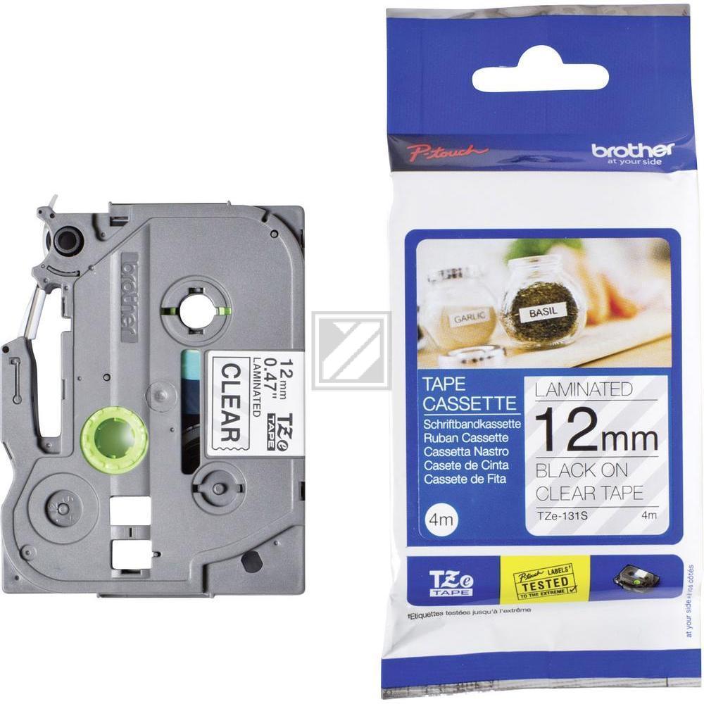 Brother P-Touch 12 mm c-blk clear-black 4 m laminiert