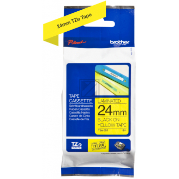 Brother P-Touch 24 mm Y-Blk yellow-black 8 m laminiert