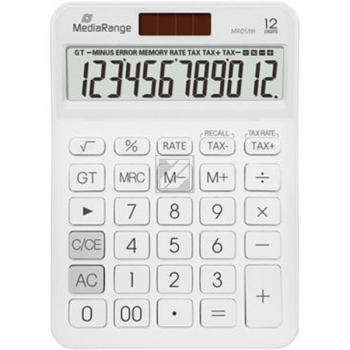 MEDIARANGE TASCHENRECHNER WEISS MROS191 12stelliges Display