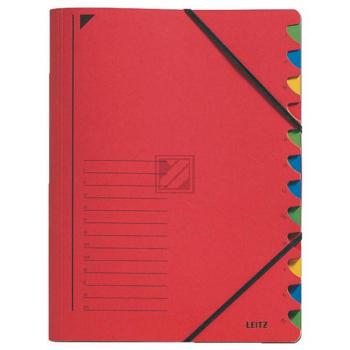 Leitz Ordnungsmappe A4 12-Fächer rot 450 g/qm 245 x 320 mm