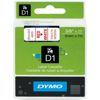 Dymo D1 Schriftband 40915 Standard rot auf weiß 9 mm/7 m