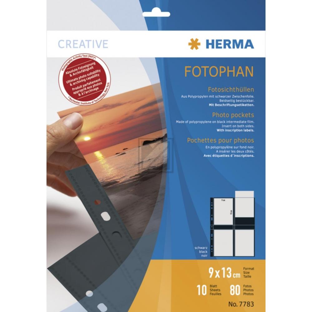 Herma Fotosichthüllen schwarz 90 x 130 mm hoch Inh.10 Hüllen