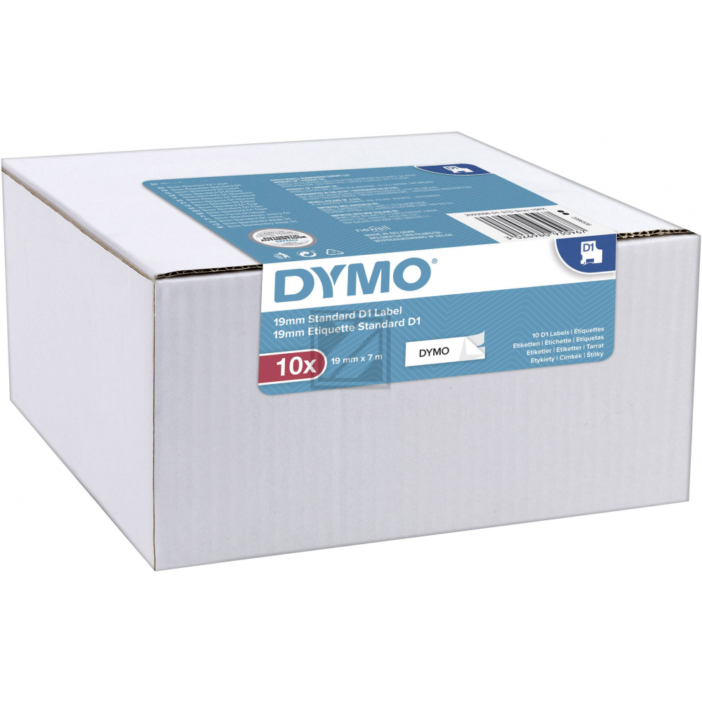 DYMO D1 9mm (10) 7m SCHWARZ-WEISS Etikettenband selbstkleben