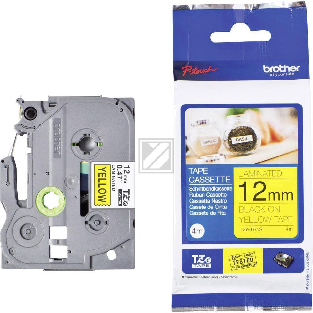 Brother P-Touch 12 mm y-blk yellow-black 4 m laminiert