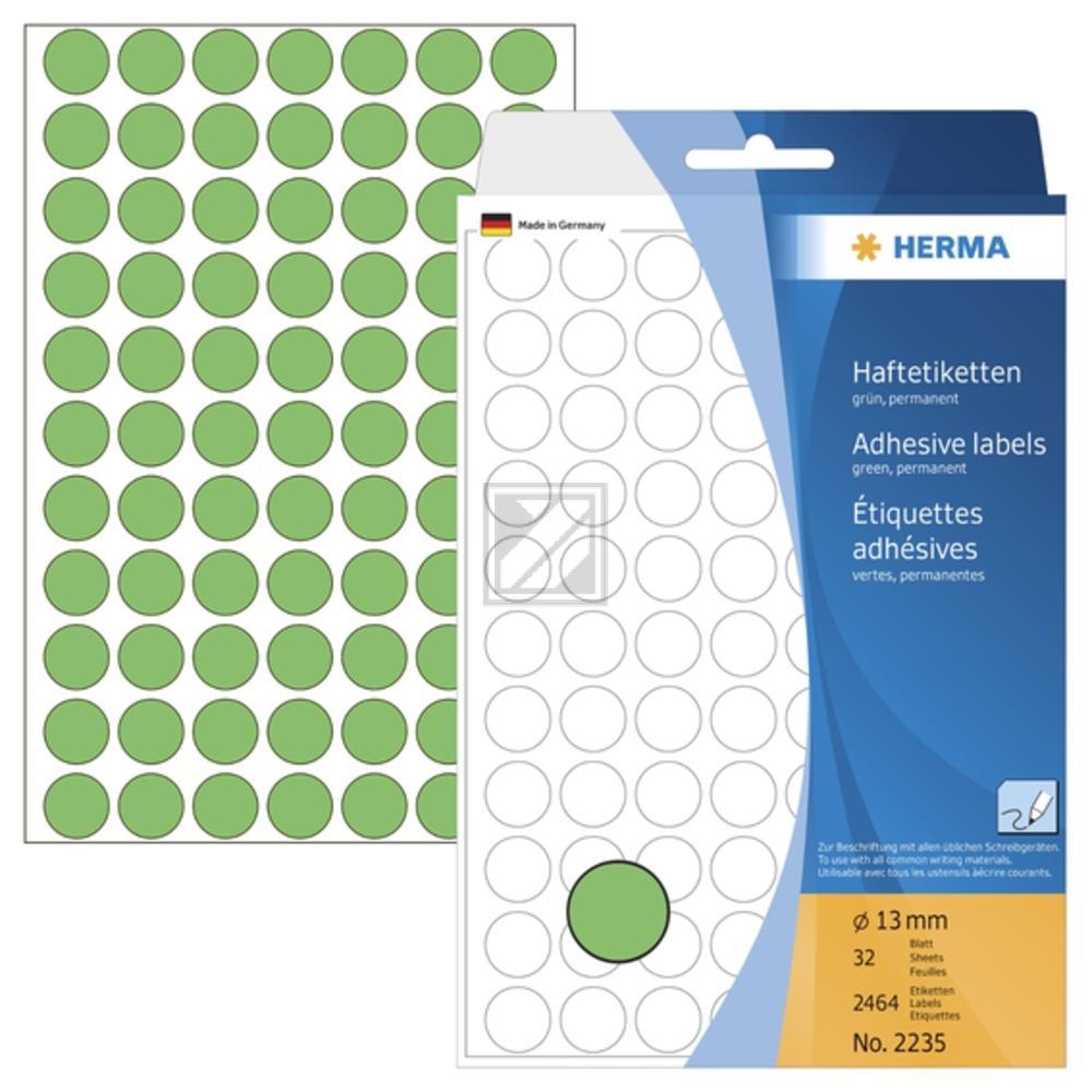 Herma Vielzwecketiketten grün › 13 mm rund Papier matt Inh.2464