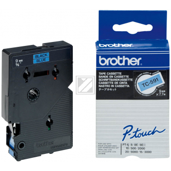 Brother P-Touch 9 mm B-Blk blue-black 7,7 m laminiert