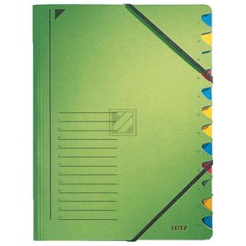 Leitz Ordnungsmappe A4 12-Fächer grün 450 g/qm 245 x 320 mm
