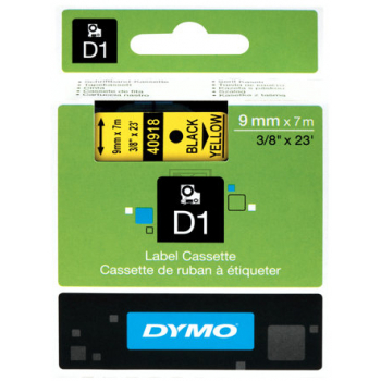 Dymo D1 Schriftband 40918 Standard schwarz auf gelb 9 mm/7 m