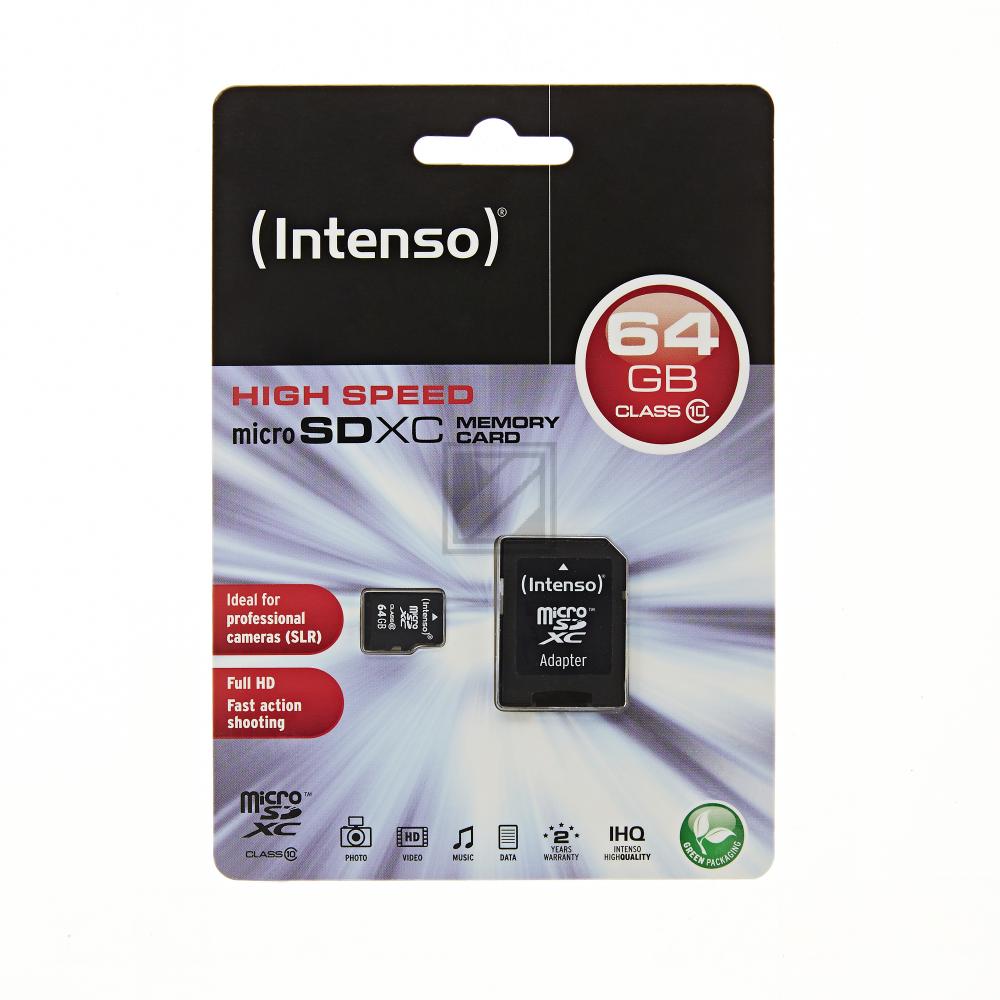 Intenso Micro SDXC Card 64 GB Class 10 inkl. Adapter
