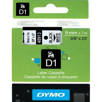 Dymo D1 Schriftband 40913 Standard schwarz auf weiss 9 mm/7 m
