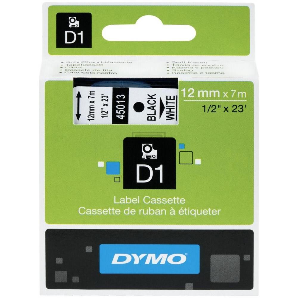 Dymo D1 Schriftband 45013 Standard schwarz auf weiss 12 mm/7 m