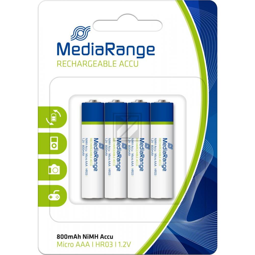 MEDIARANGE ACCU MICRO BATTERIEN (4) 1,2V MRBAT120 HR03 wiederaufladbare AAA