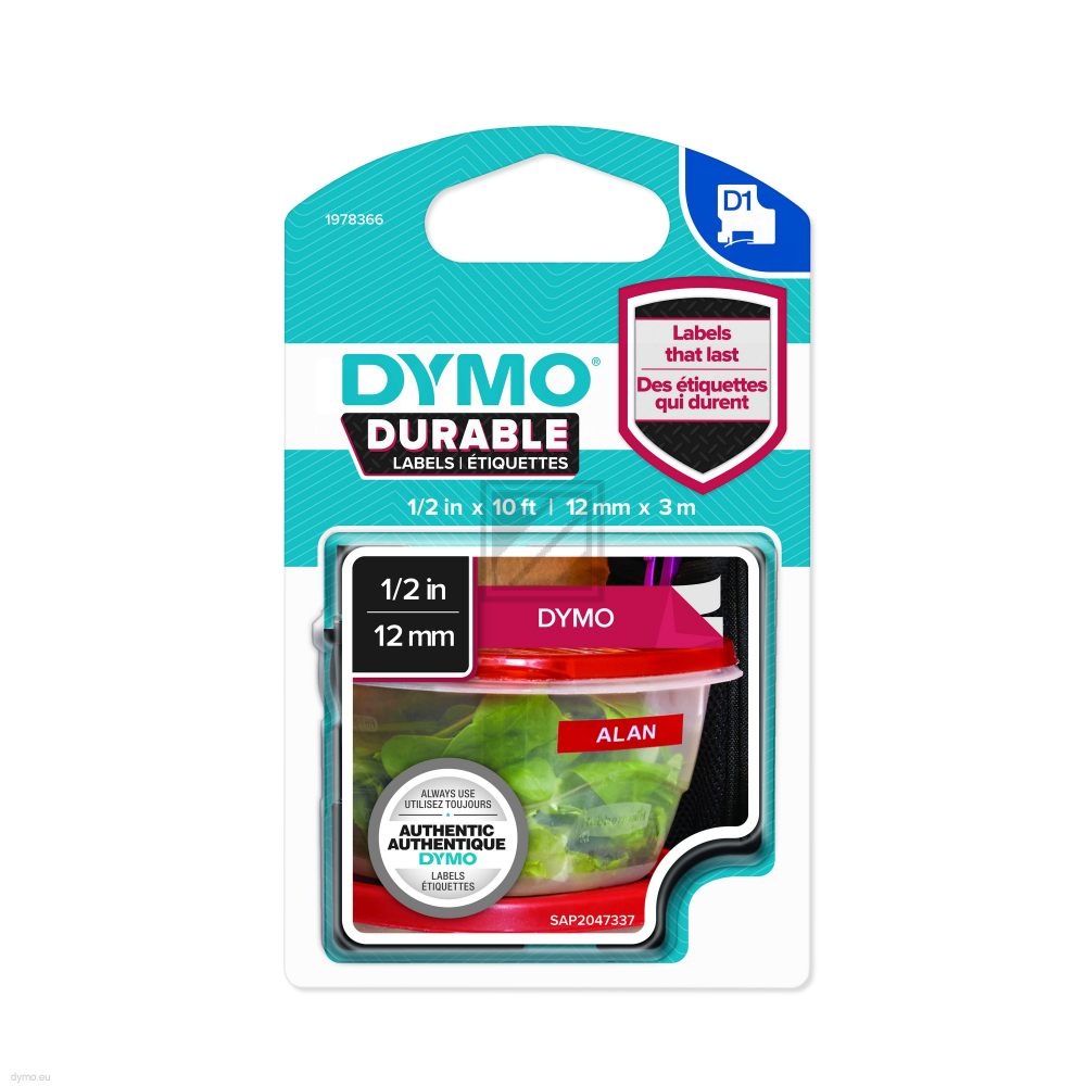 Dymo D1 Schriftband 19783 Vinyl permanent haftend 12 mm/3 m