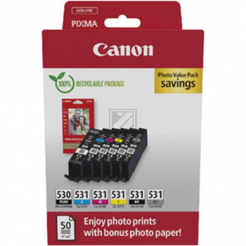 6117C004 CANON PGI530+CLI531PGBK+PP201 Pixma MG Tinte+Fotopapier (6)