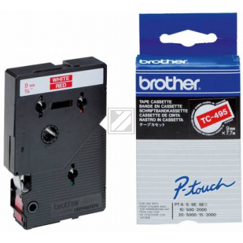 Brother P-Touch 9 mm R-W red-white 7,7 m laminiert