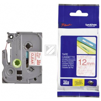 Brother P-Touch 12 mm C-R clear-red 8 m laminiert