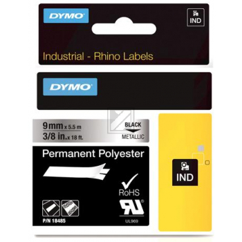 Dymo Rhino ID1 18760 Polyesterband schwarz auf metallic