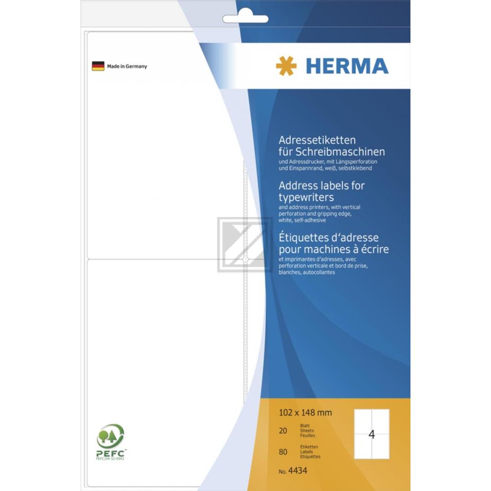 Herma Adressetiketten A4 weiß 102 x 148 mm Papier matt Inh.80