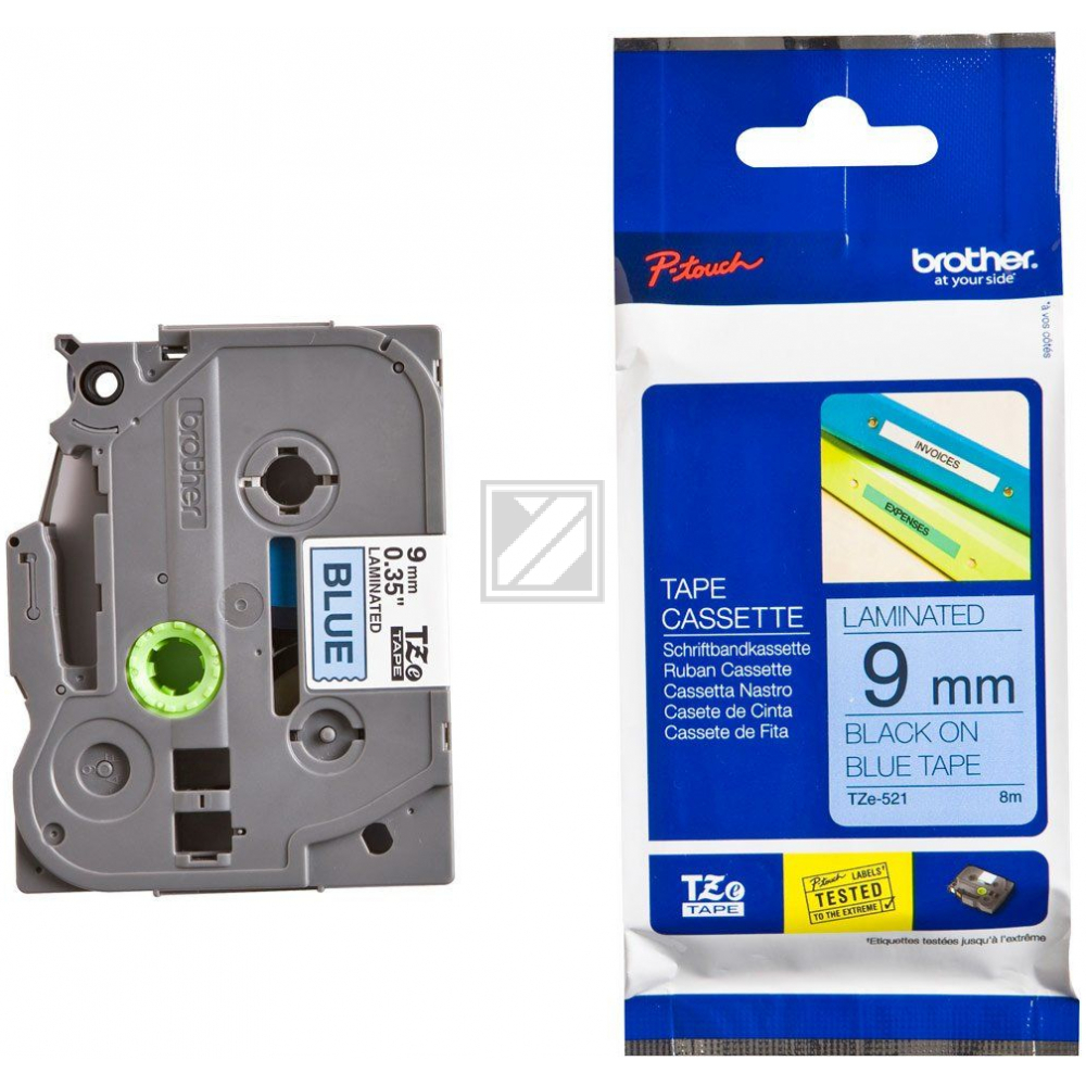 Brother P-Touch 9 mm B-Blk blue-black 8 m laminiert