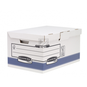 Fellowes Archivbox A4 Maxi Bankers Box mit Klappdeckel, blau/weiß