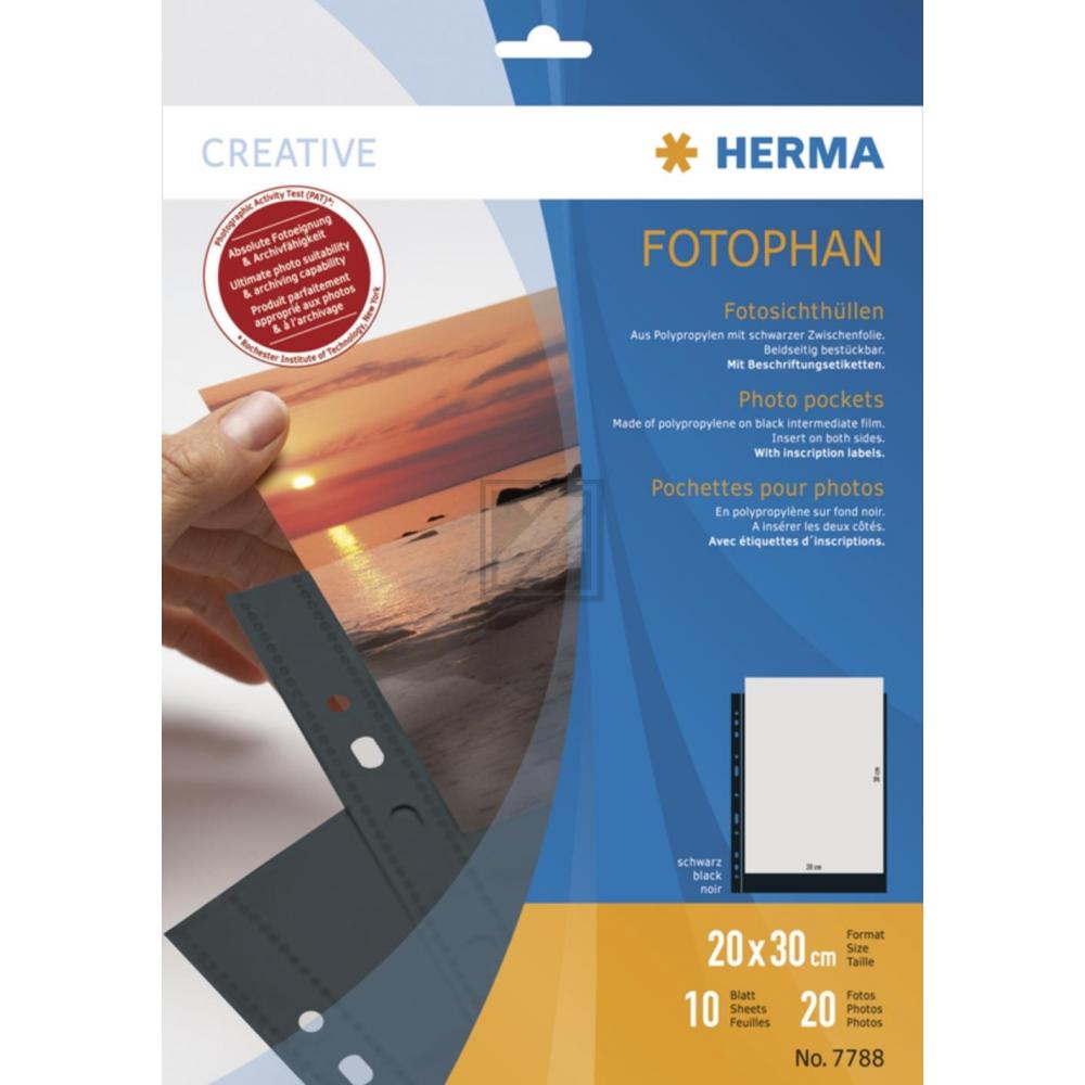 Herma Fotosichthüllen schwarz 200 x 300 mm hoch Inh.10 Hüllen