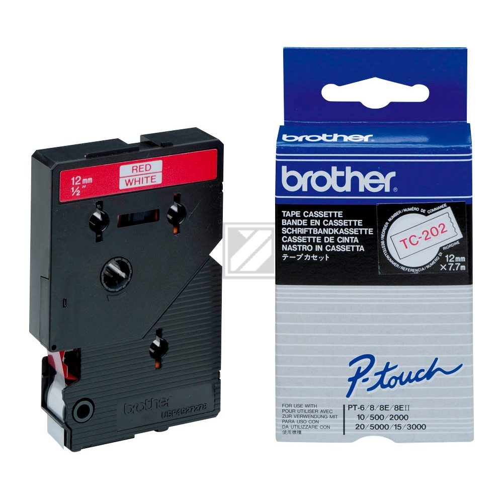 Brother P-Touch 12 mm W-R white-red 7,7 m laminiert