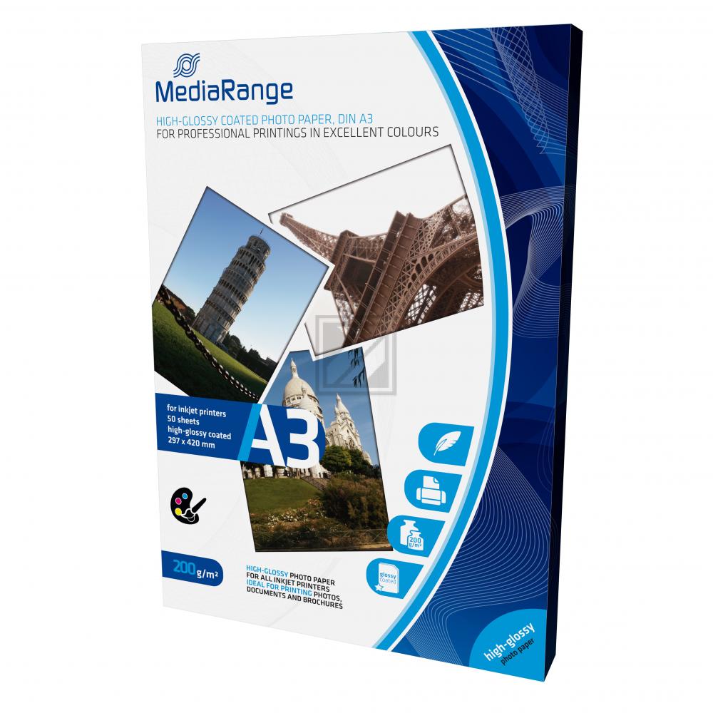 MediaRange Fotopapier glänzend 50 Blatt DIN A3 200 g/m² (MRINK109)