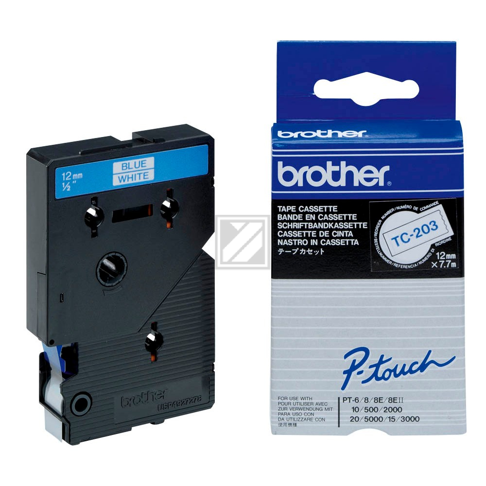 Brother P-Touch 12 mm W-B white-blue 7,7 m laminiert