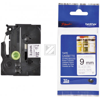 Brother P-Touch 9 mm Blk-W black-white 8 m unlaminiert