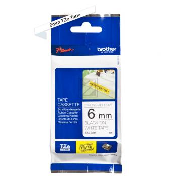 Brother P-Touch 6 mm W-Blk white-black 8 m laminiert extra stark
