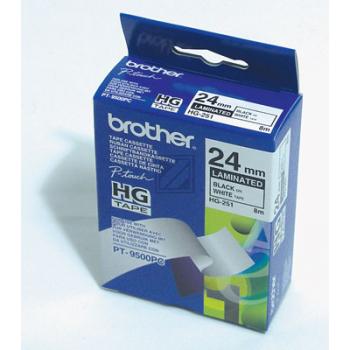 Brother P-Touch 24 mm W-Blk white-black 8 m laminiert 5er Pack