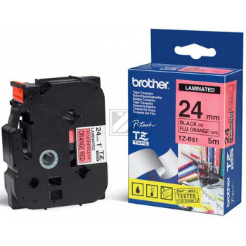 Brother P-Touch 24 mm O-Blk Signal orange-black 5 m laminiert