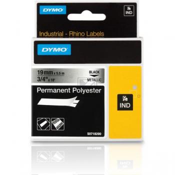 Dymo Rhino Permanent Polyester 19 mm 5,5 m schwarz auf metallic