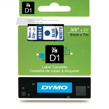 Dymo D1 Schriftband 40914 Standard blau auf weiß 9 mm/7 m