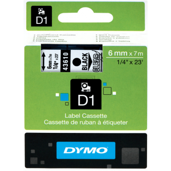 Dymo D1 Schriftband 43610 Standard schwarz auf transparent 6 mm/7m