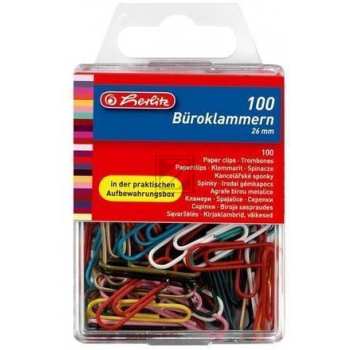 Herlitz Büroklammern farbig 100-er Box